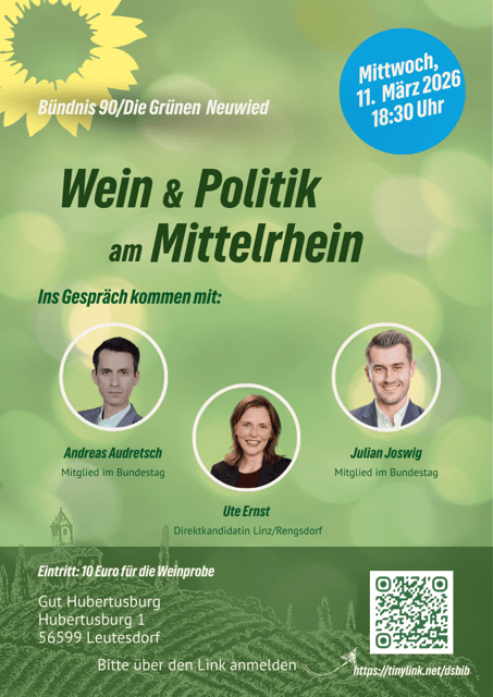 Einladung zur Politischen Weinprobe mit Andreas Audretsch MdB, Julian Joswig MdB und Ute Ernst